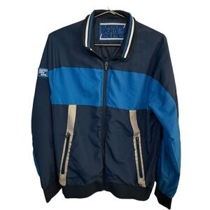 Retro SUPERDRY Athletics Blue & Black Windbreaker Streetwear Jacket Men’s M